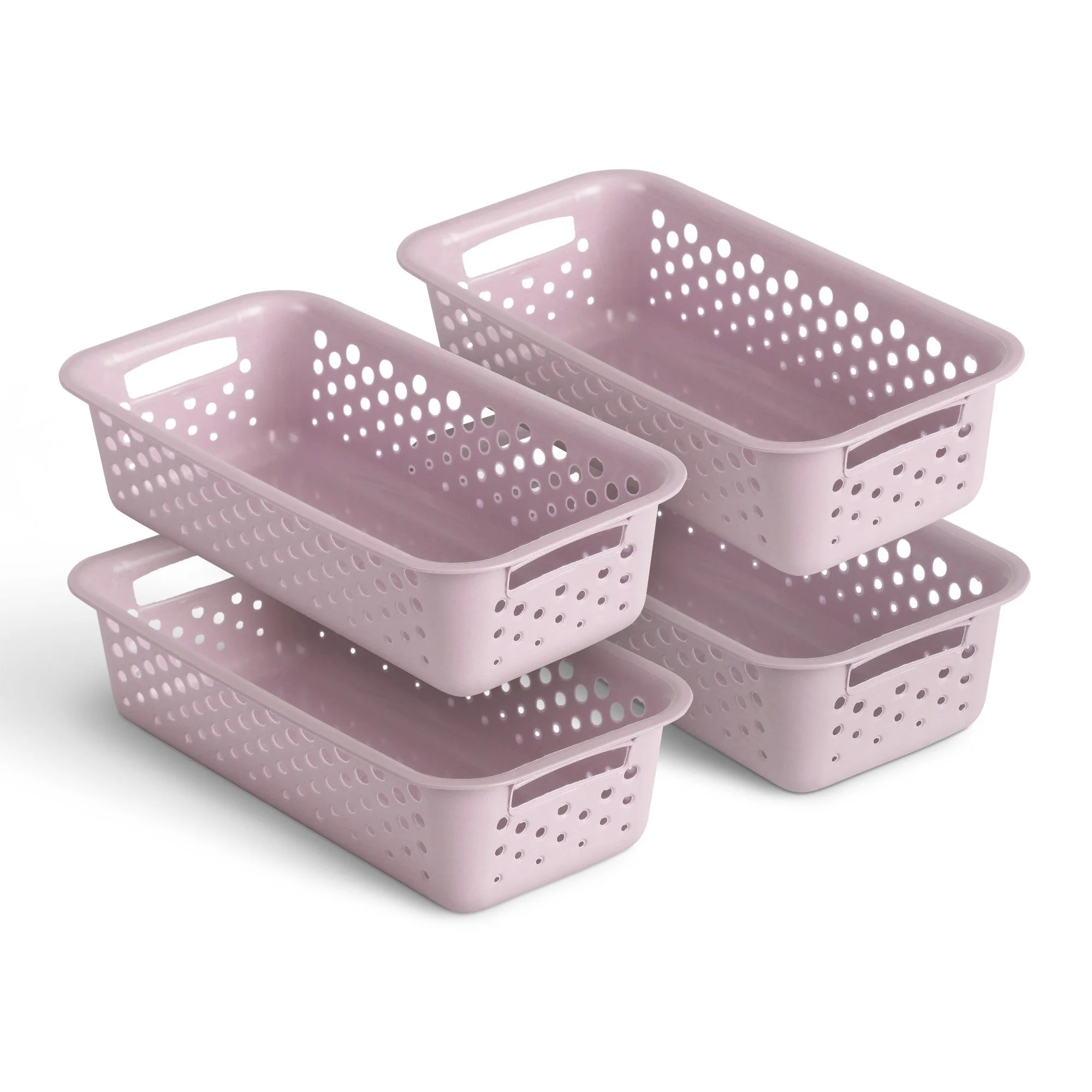 Aufbewahrungskorb aus Kunststoff – modulares Organizer-Set mit Griffen (4er-Set)